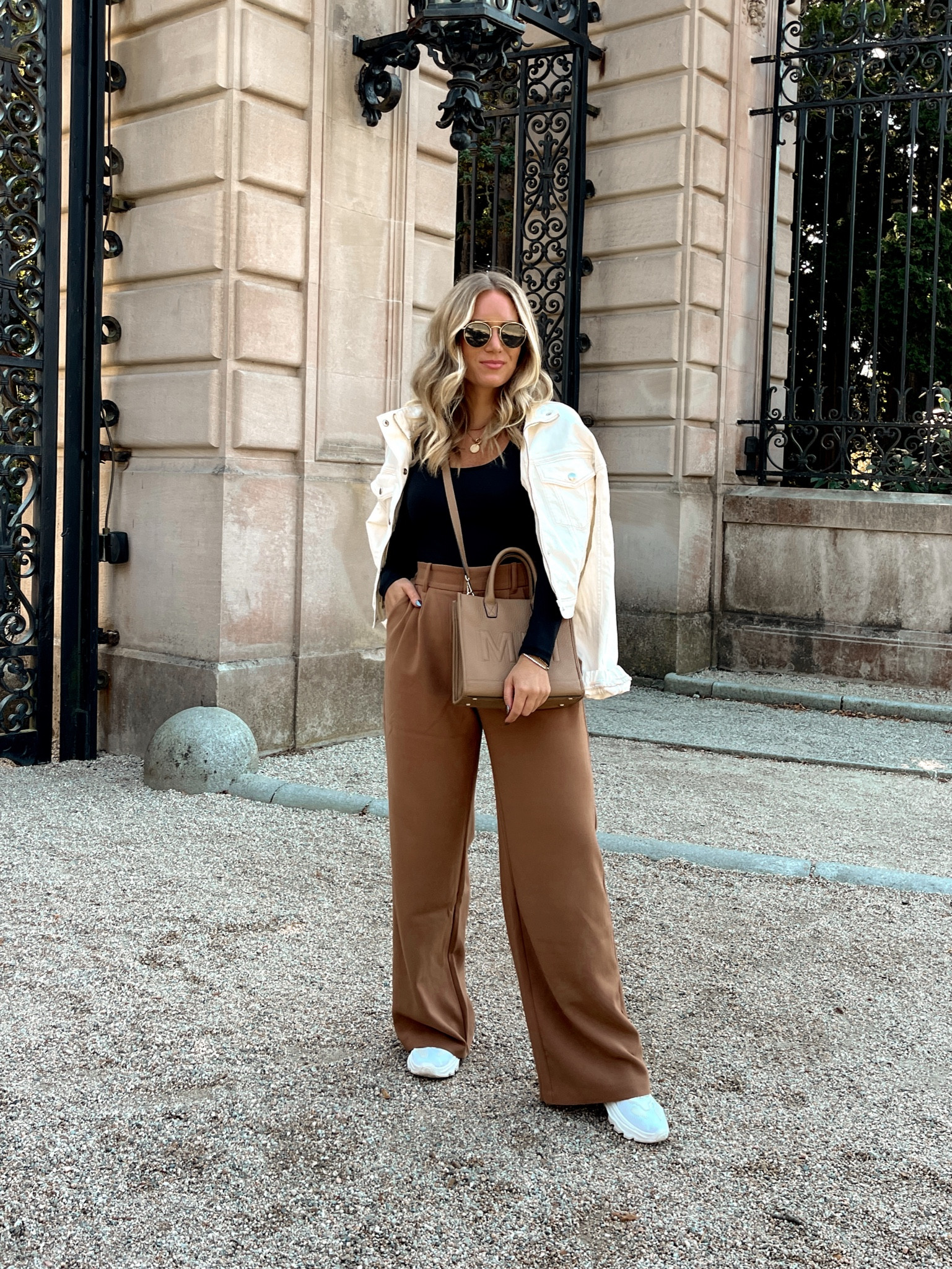 Fall outfit wearing Abercrombie bodysuit and wife leg trousers, fall trends, fall fashion, Abercrombie sale 

Size: medium in bodysuit & pants 

#LTKunder100 #LTKstyletip #LTKsalealert