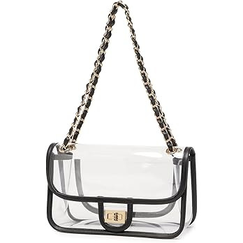 LAM GALLERY Womens PVC Clear Purse Handbag with Chain Stadium Approved Clear Bag See Through Bag ... | Amazon (US)