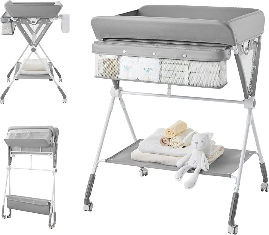 Baby Portable Diaper Changing Table, Foldable Changing Table for Baby with Wheels, Baby Diaper Ch... | Amazon (US)
