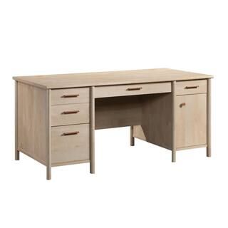 Whitaker Point 65.984 in. Natural Maple Executive Desk with File Storage and Keyboard Shelf | The Home Depot