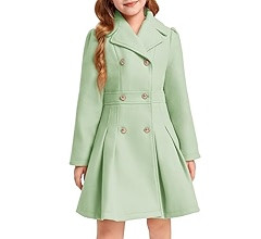 Haloumoning Girls Winter Dress Coat Button Peacoat Notch Lapel Double Breasted Outerwear with Poc... | Amazon (US)