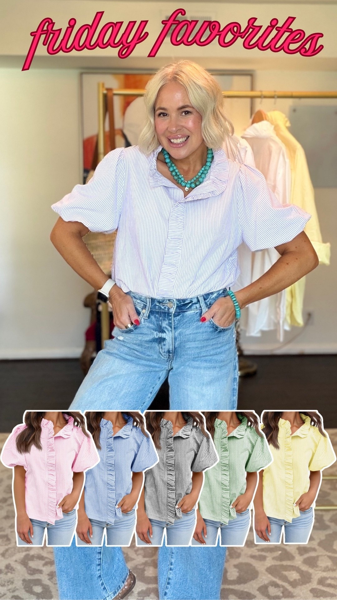 How adorable is this puff sleeve top! love the stripe and ruffle details! 

Summer dress,  summer outfit, midsize dress, over 40 fashion, travel outfit, mom life, what to wear, everyday chic, over 50 fashion, causal ootd, easy outfit, denim,

#LTKootd #LTKgrwm #LTKSeasonal