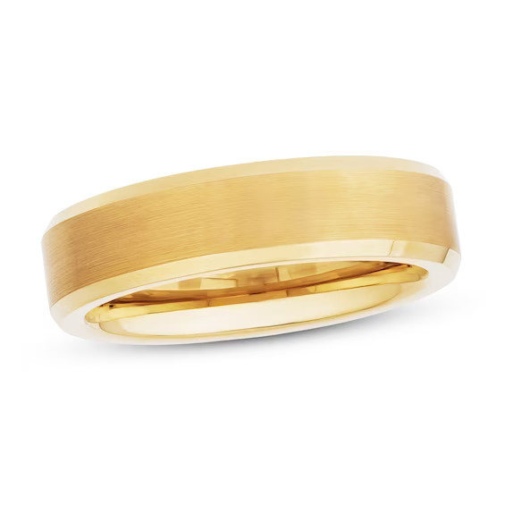 6mm Brushed Wedding Band Yellow Tungsten Carbide | Kay Jewelers