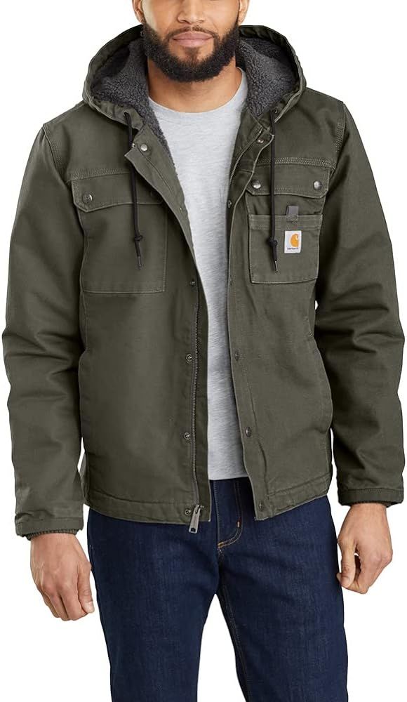 Carhartt Men's Relaxed Fit Washed Duck Sherpa-Lined Utility Jacket | Amazon (US)