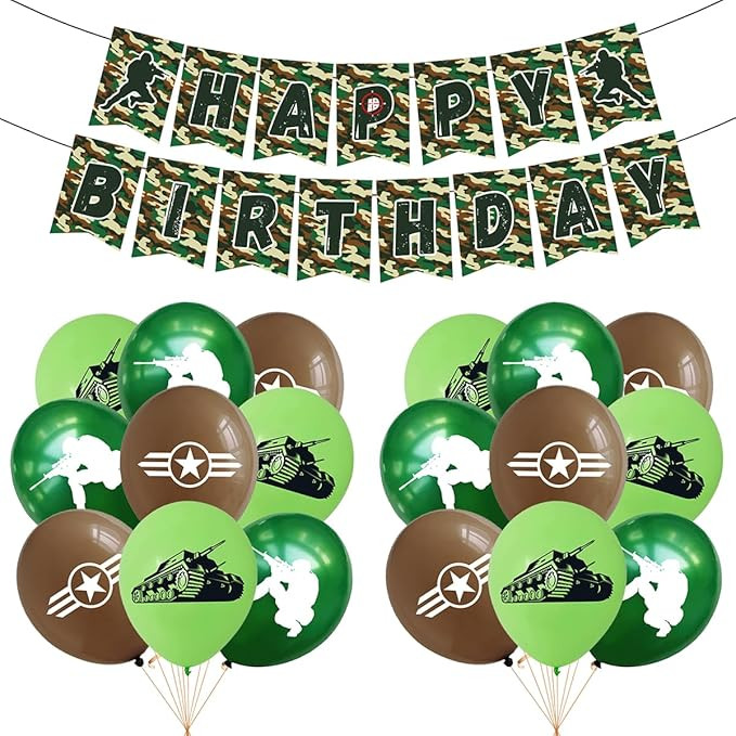 Army Military Theme Banner Set,Army Soldier Birthday Party Decorations, Camo Hero Theme, Balloons... | Amazon (US)