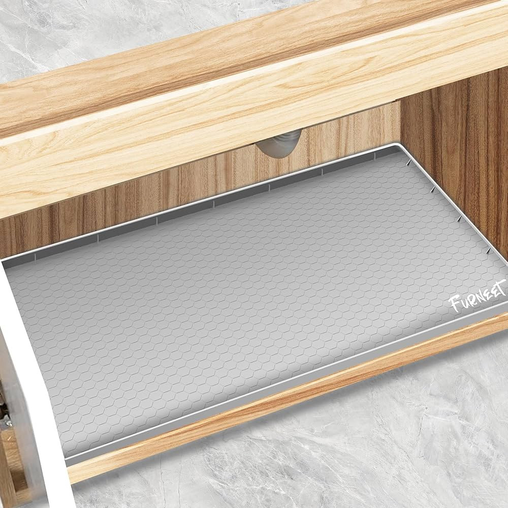 Under Sink Mat for Kitchen Waterproof, 31" x 22" Silicone Under Sink Liner, Under Sink Cabinet Or... | Amazon (US)