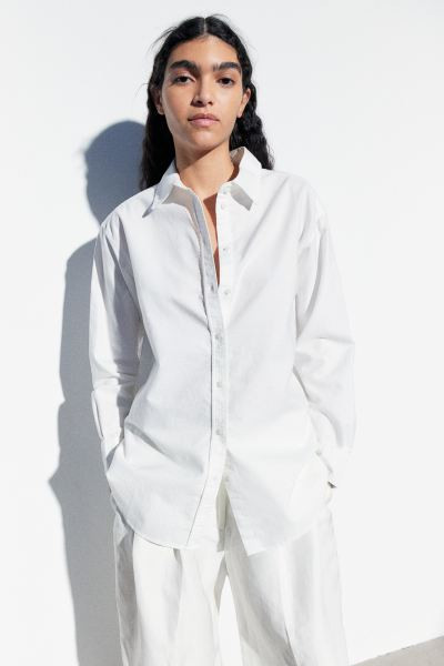 Oxford Shirt - Long sleeve - Regular length - Light blue - Ladies | H&M US | H&M (US + CA)