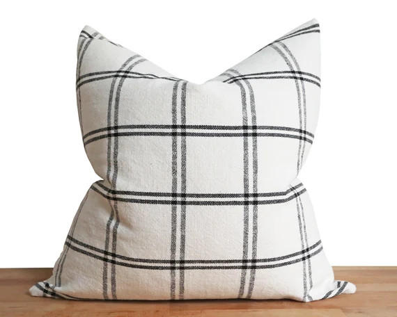 Windowpane Pillow Cover | Cream and Charcoal | Modern Farmhouse Collection  | 'Westmoreland' | Etsy (US)