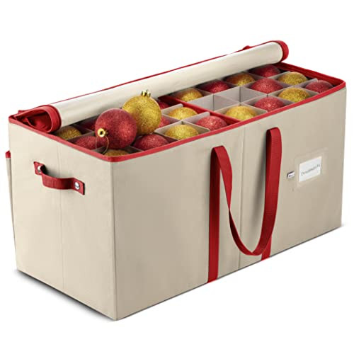 Large Christmas Ornament Storage Box with Dual Zipper Closure - Box Contributes Slots for 128 Holida | Amazon (US)