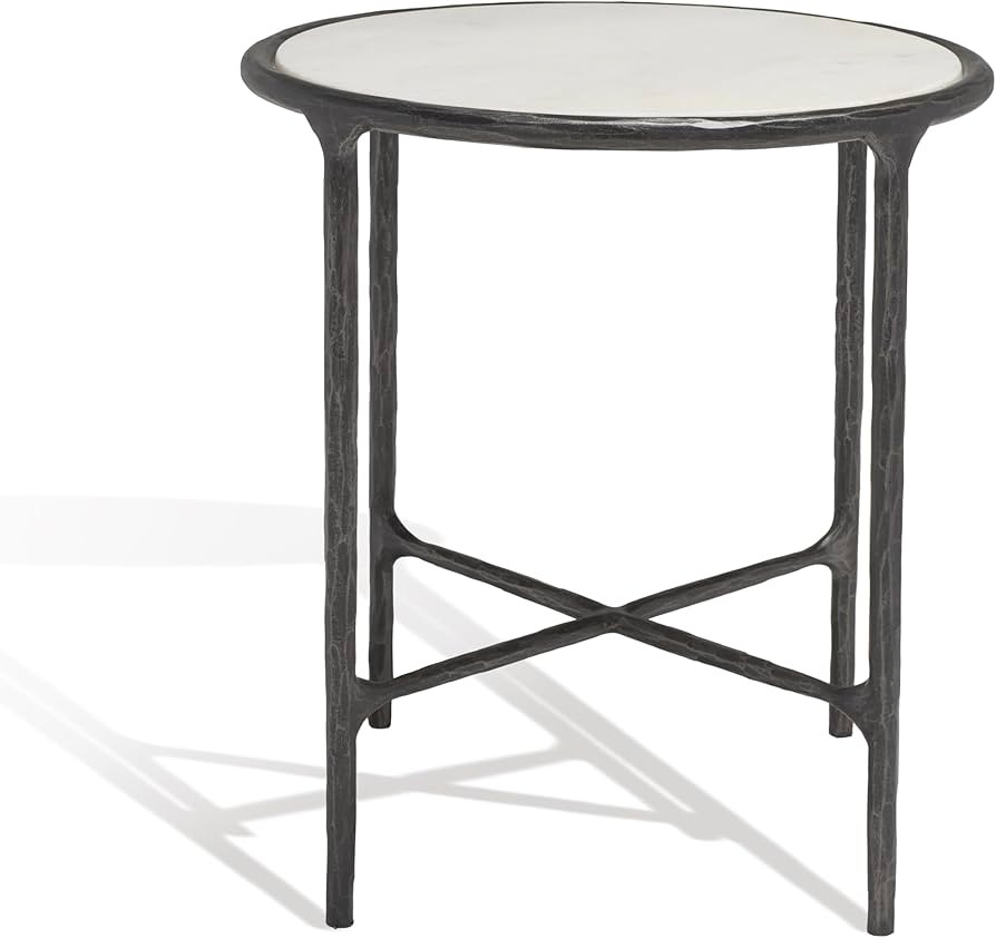 SAFAVIEH Couture Collection Jessa Black/White Metal Round End Table (Fully Assembled) | Amazon (US)