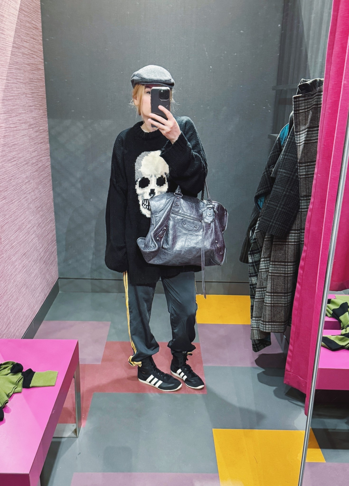 Saturday night shopping outfit via the Simons change room. 
Bag and track pants are secondhand/vintagee


#LTKOver40 #LTKootd