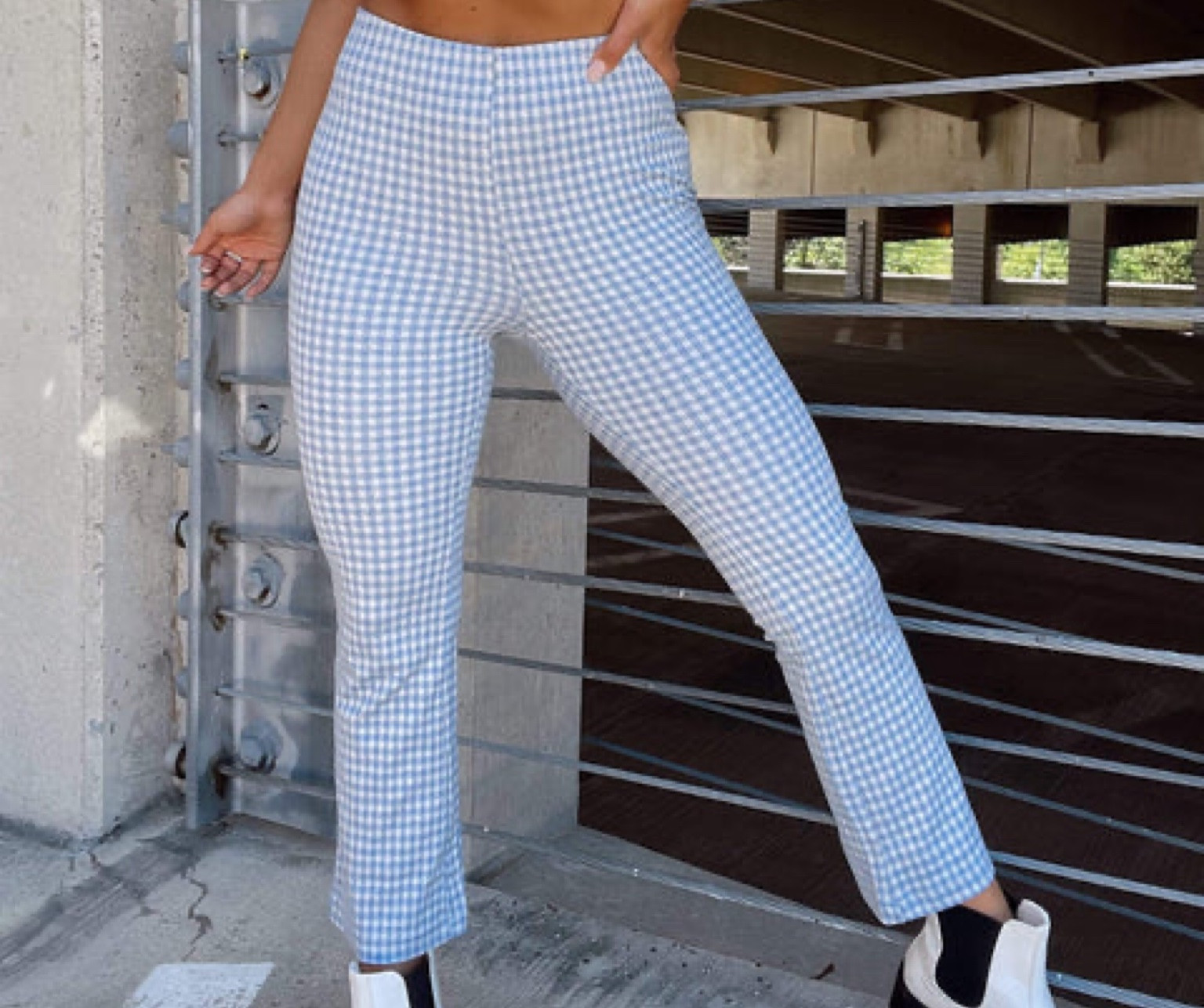 Blue Gingham Pants