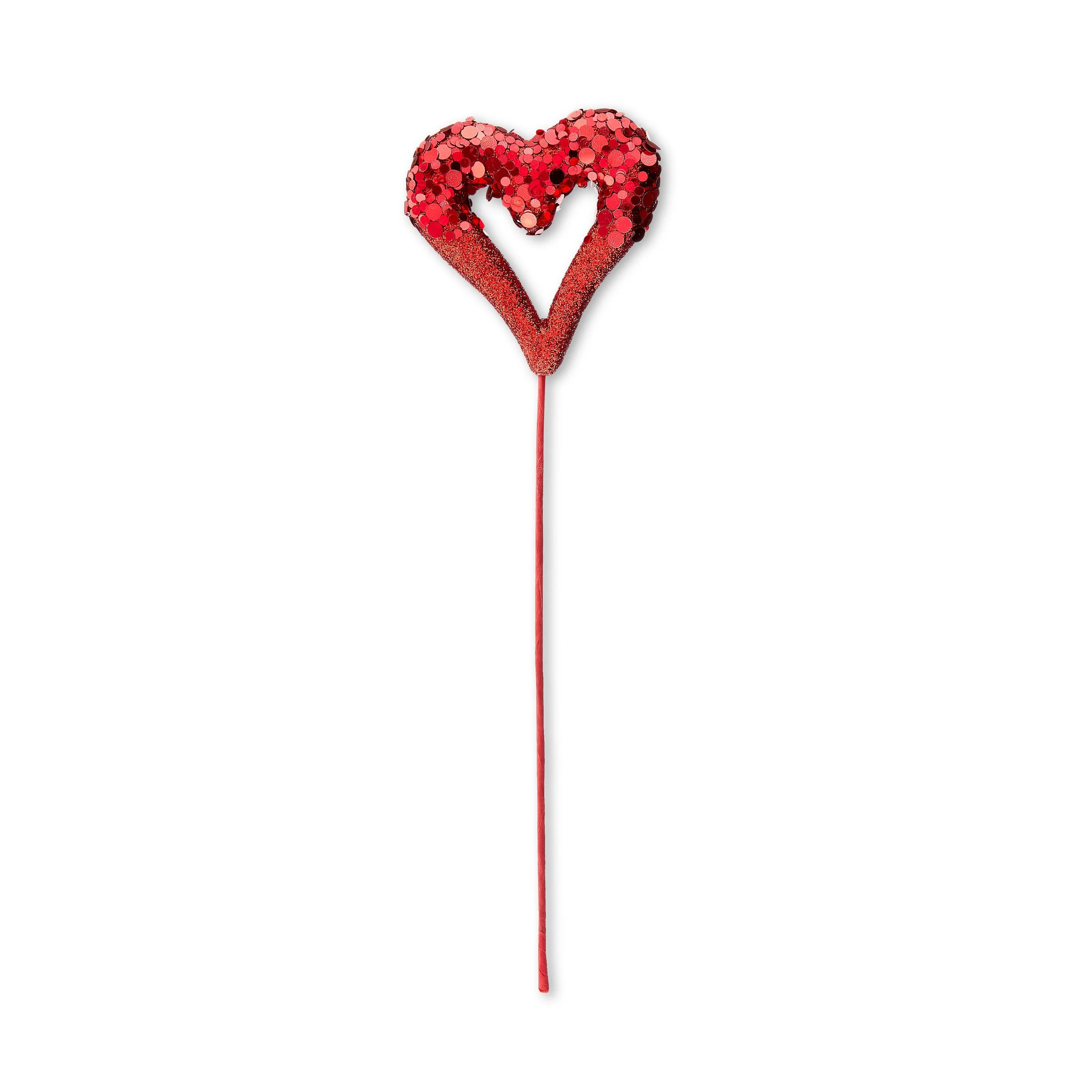 Valentine's Day Red Glitter Chunky Heart Decorative Pick, 11 in, by Way To Celebrate | Walmart (US)