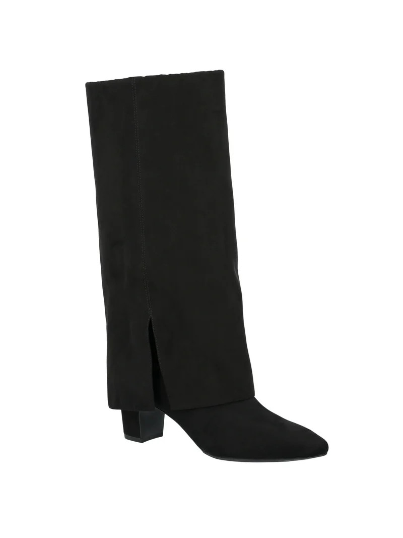 Time and Tru Women's Faux Suede Foldover Tall Boots | Walmart (US)
