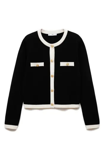 MANGO Trim Sweater Jacket in Black at Nordstrom Rack, Size 3X | Nordstrom Rack