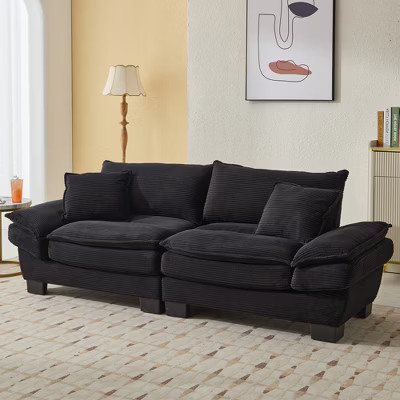 KTMBDW Loveseat Sofa, 84" Love Seat, Comfy Corduroy Loveseat for Small Spaces, Tool-Free Setup Sofa Couch for Bedroom for Living Room, Black | Target