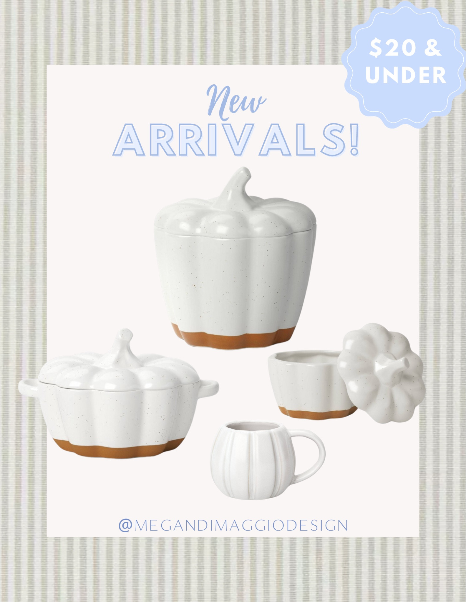 Pottery Barn pumpkin stoneware look for less!! Love it for all Fall long! 🍂🤍 I have the collection from a year or so ago, and so happy they brought it back again!! Plus it’s all $20 & under! 🙌🏻

#LTKHome #LTKFallSale #LTKFindsUnder50