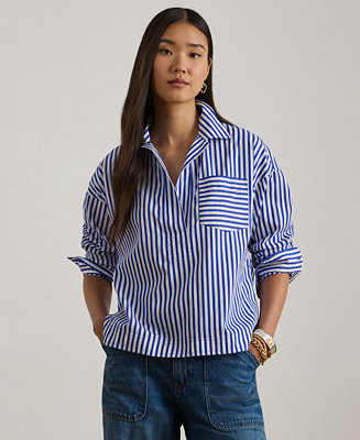 Women's Striped Crop Shirt | Macy's
