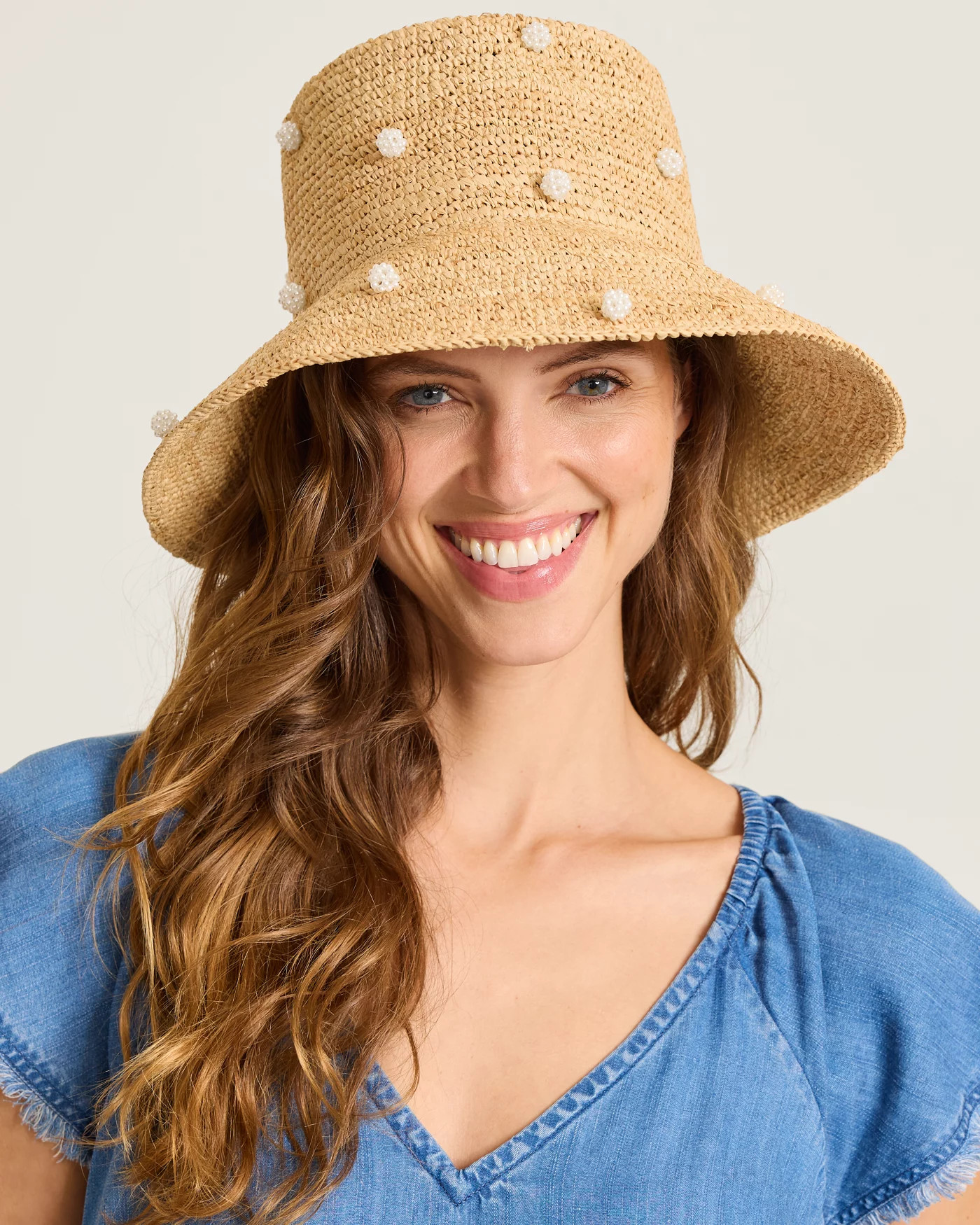 Crochet Raffia Bell Pearl Bucket Hat | Tommy Bahama