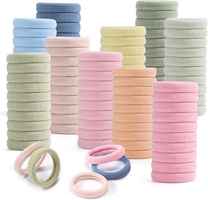 100PCS Elastic Hair Accessories - Seamless Cotton Hair Bands, Soft Ponytail Holders for Thick/Thi... | Amazon (US)