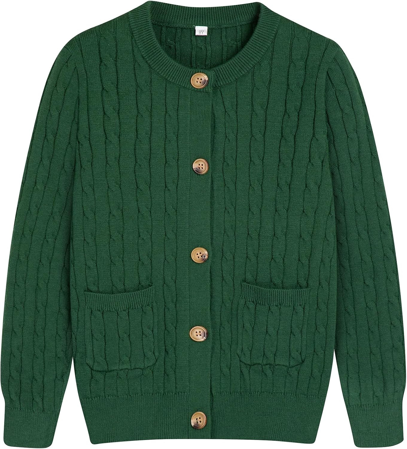 Girls Cardigan Long Sleeve Button Down Sweater Toddler Kids Knit School Uniforms Sweaters with Pockets 3-14 Years | Amazon (US)