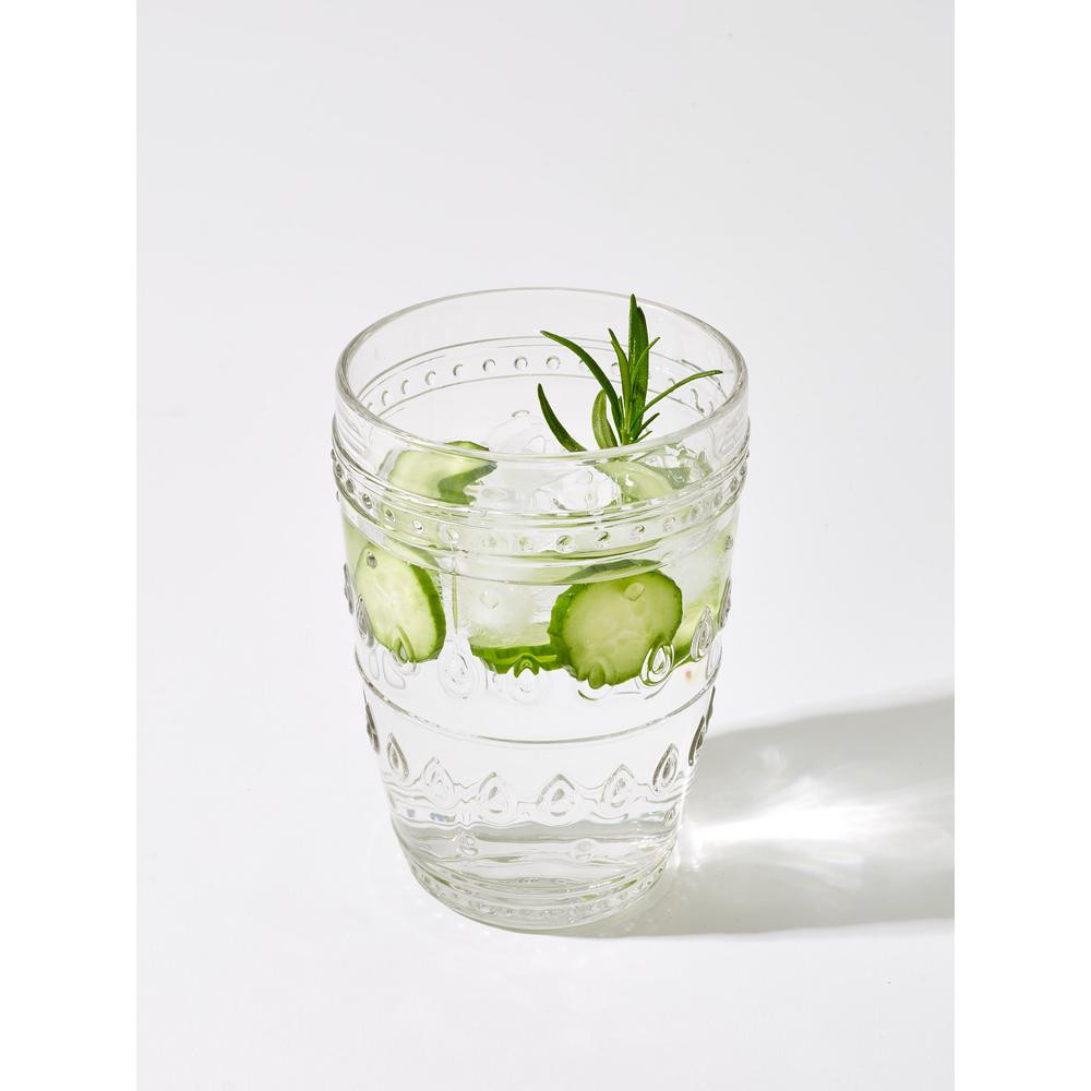 Euro Ceramica Fez 4-Piece 14oz. Clear Highball Glass Set GL-FZ81154CL - The Home Depot | The Home Depot