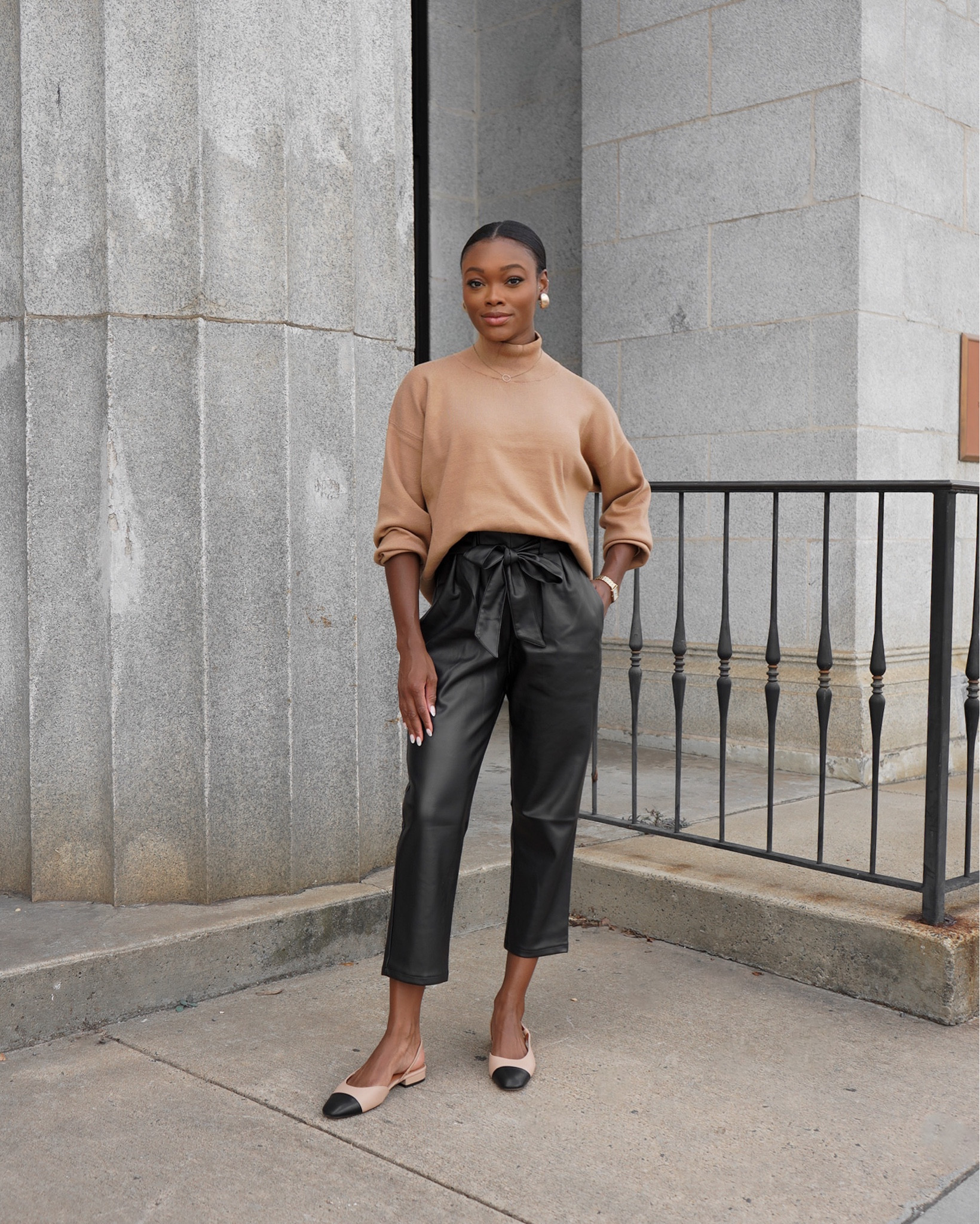 Fall outfit inspiration! Love these faux leather pants! Wearing a size small. Styled with a brown mock neck sweater! 🤎

#LTKSeasonal #LTKshoecrush #LTKstyletip