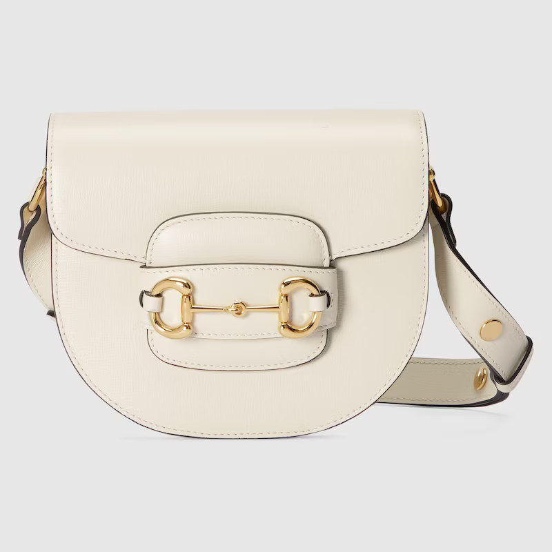 GUCCI Horsebit 1955 Mini Rounded Bag, White, Leather | Gucci (US)