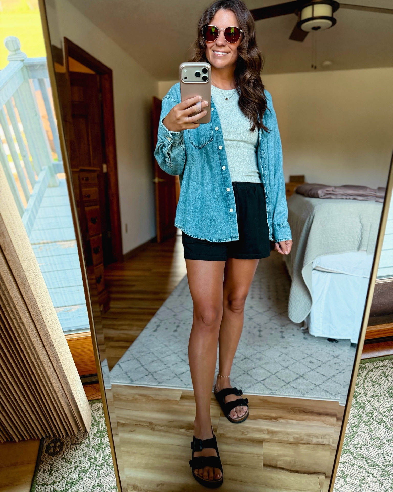 small in my tank (built in bra!), xs in my denim shirt, small in my shorts and 6 in my sandals.

#LTKPetite #LTKgrwm #LTKootd