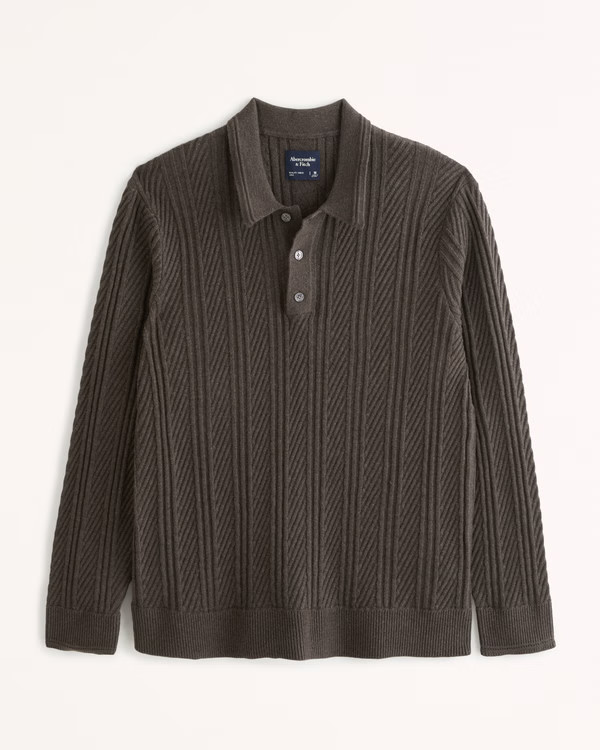 Men's Stitch Long-Sleeve 3-Button Sweater Polo | Men's Clearance | Abercrombie.com | Abercrombie & Fitch (US)