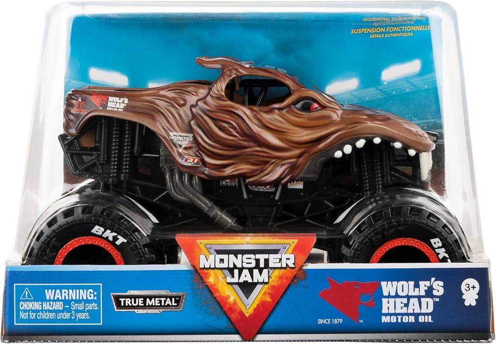 Monster Jam Official Wolf's Head Monster Truck - Wolf's Head Collector 1:24 Scale Die-Cast Vehicl... | Amazon (US)