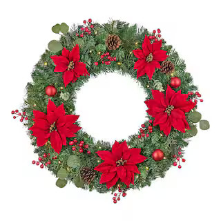 30 in Prelit Berry Bliss Artificial Christmas Wreath | The Home Depot