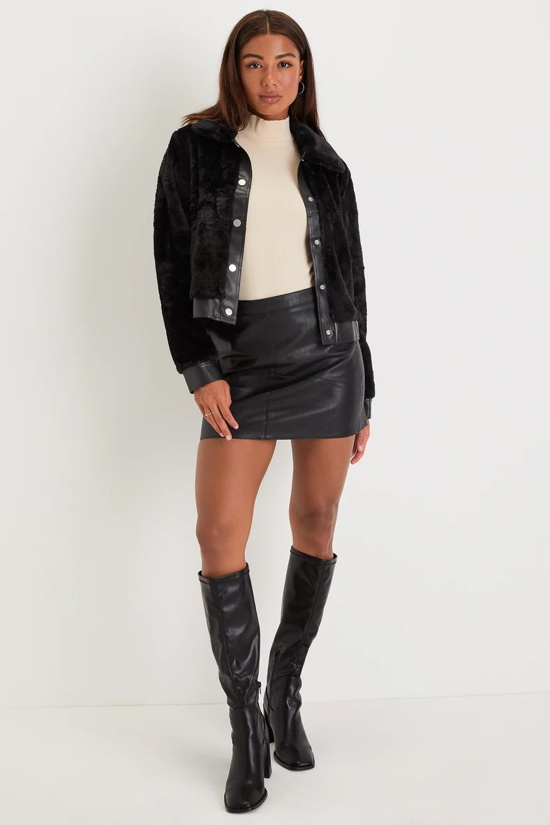 Upscale Comfort Black Faux Fur Button-Up Jacket | Lulus (US)