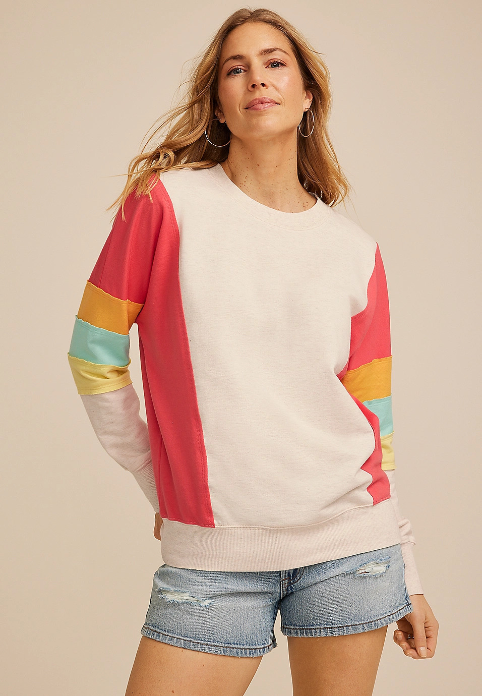 Colorblock Crew Neck Sweatshirt | Maurices