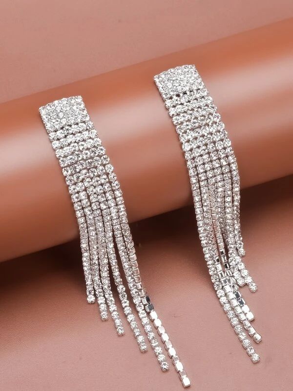 HomeJewelry & WatchesFashion JewelryEarringsDangle EarringsRhinestone Tassel Decor Drop Earrings | SHEIN