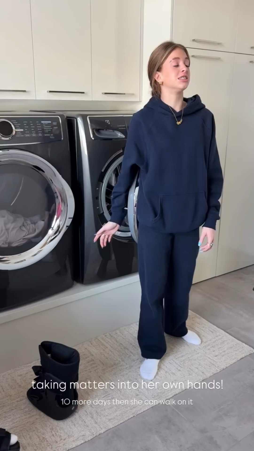 taking matters into her own hands! 10 more days then she can walk on it