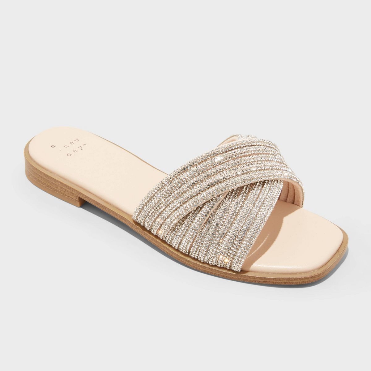Women's Felicia Rhinestone Slide Sandals - A New Day™ Silver 8.5 | Target