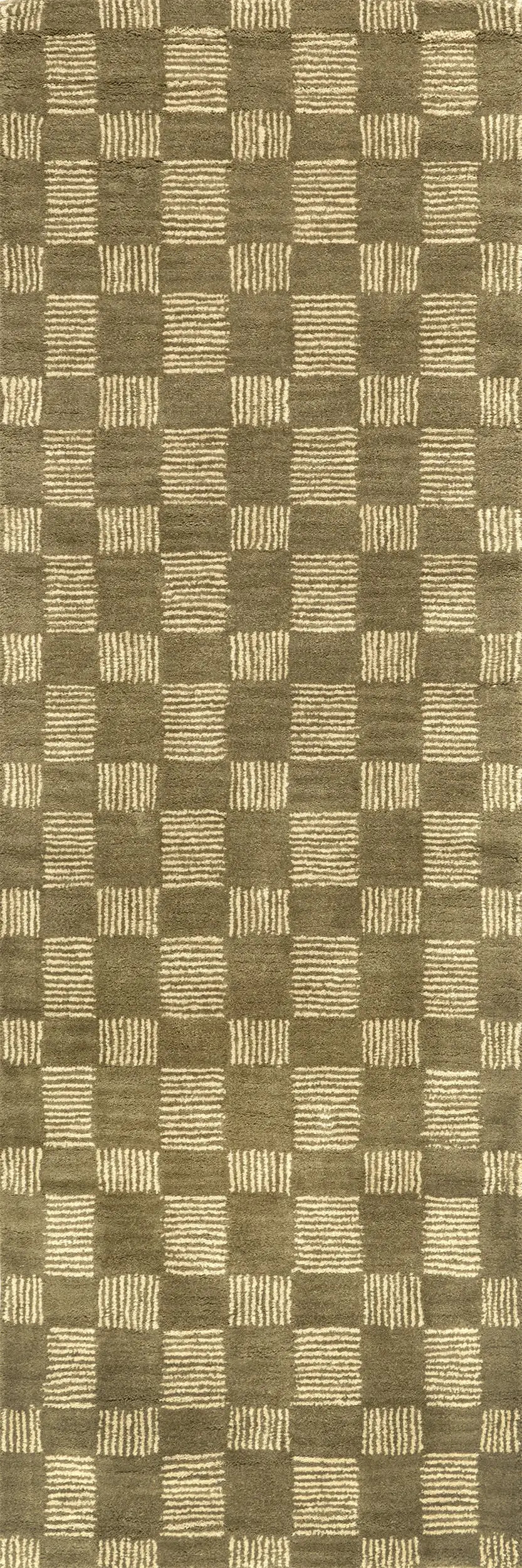 Quince Checked Wool Rug | Olive | Rugs USA