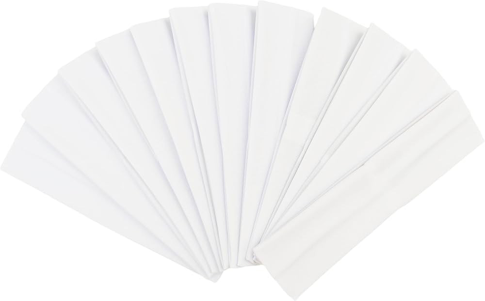 White Headbands - White Yoga Headbands Hairband Exercise Bands Cotton Soft and Stretchy Elastic S... | Amazon (US)