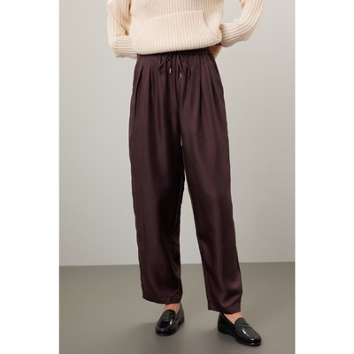 Silk Laundry Slouch Pull On Pants Brown Silk Elastic Waist Pleated Ankle Sz XS | eBay US