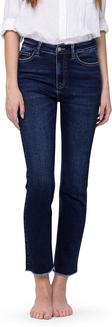VERVET, Super High Rise Stretch Slim Straight Jeans, Dark Blue, | Amazon (US)