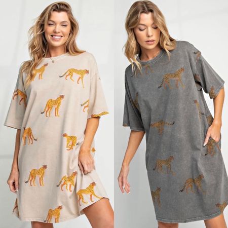 I think these t-shirt dresses are SO CUTE! Available in 4 colours, fit TTS.  🐆 

#LTKstyletip #LTKunder100 #LTKFind