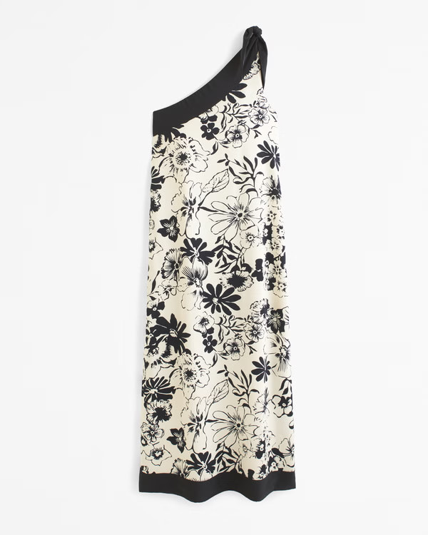 One-Shoulder Scarf Midi Dress | Abercrombie & Fitch (US)