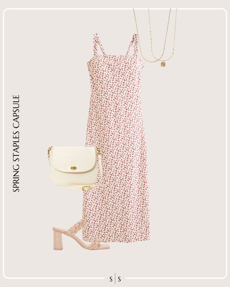 Spring Staples Capsule Wardrobe outfit idea | floral midi dress, classic bag, heeled sandals, layering necklaces

See the entire staples capsule on thesarahstories.com ✨ 

#LTKstyletip
