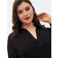 Curves Black Revere Collar Mini Shirt Dress New Look | New Look (UK)