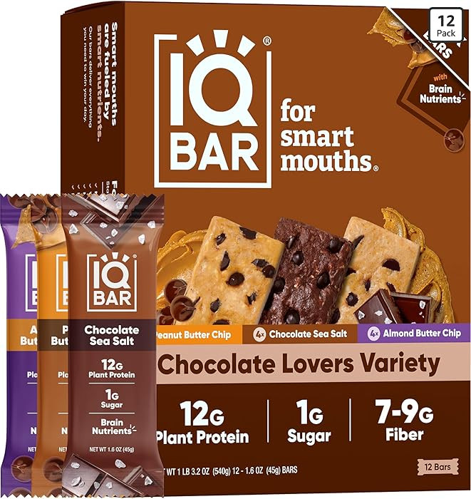 IQBAR Clean Plant Protein Bars - Chocolate Lovers Variety - 12 Count - Keto, Vegan, High Fiber, G... | Amazon (US)