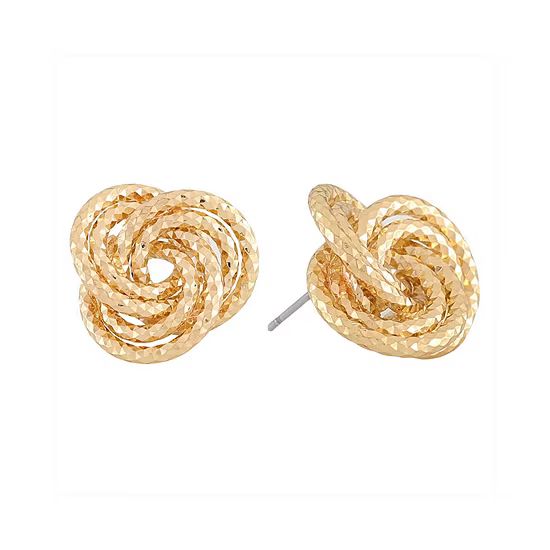 Monet® Gold-Tone Diamond-Cut Love Knot Button Earrings | JCPenney