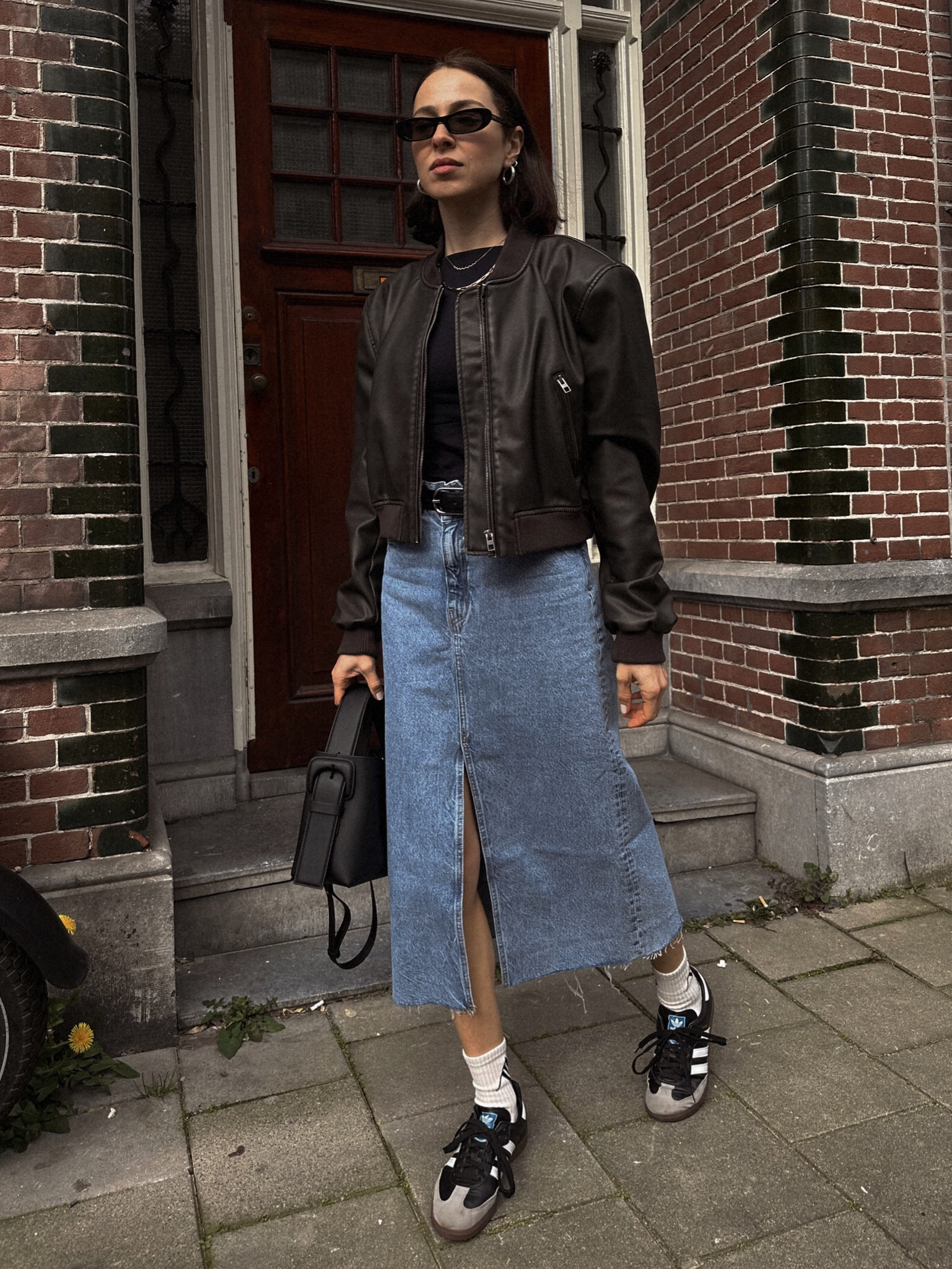 Denim midi skirt