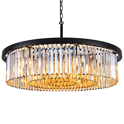 Wellmet 33.5 inch amber crystal chandelier