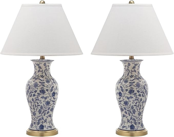 SAFAVIEH Lighting Collection Beijing Floral Blue/ White 29-inch Bedroom Living Room Home Office D... | Amazon (US)